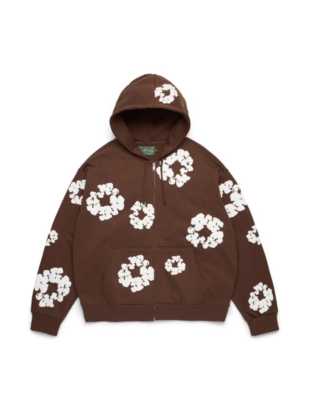 NWT $295 Denim Tears Cotton Wreath Zip Hoodie Dark Brown Size Medium